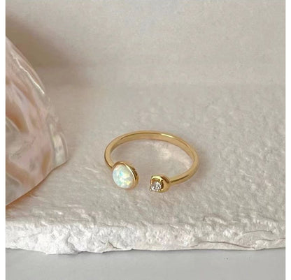 Flower / Heart / Opal Alloy Open Ring (various designs)