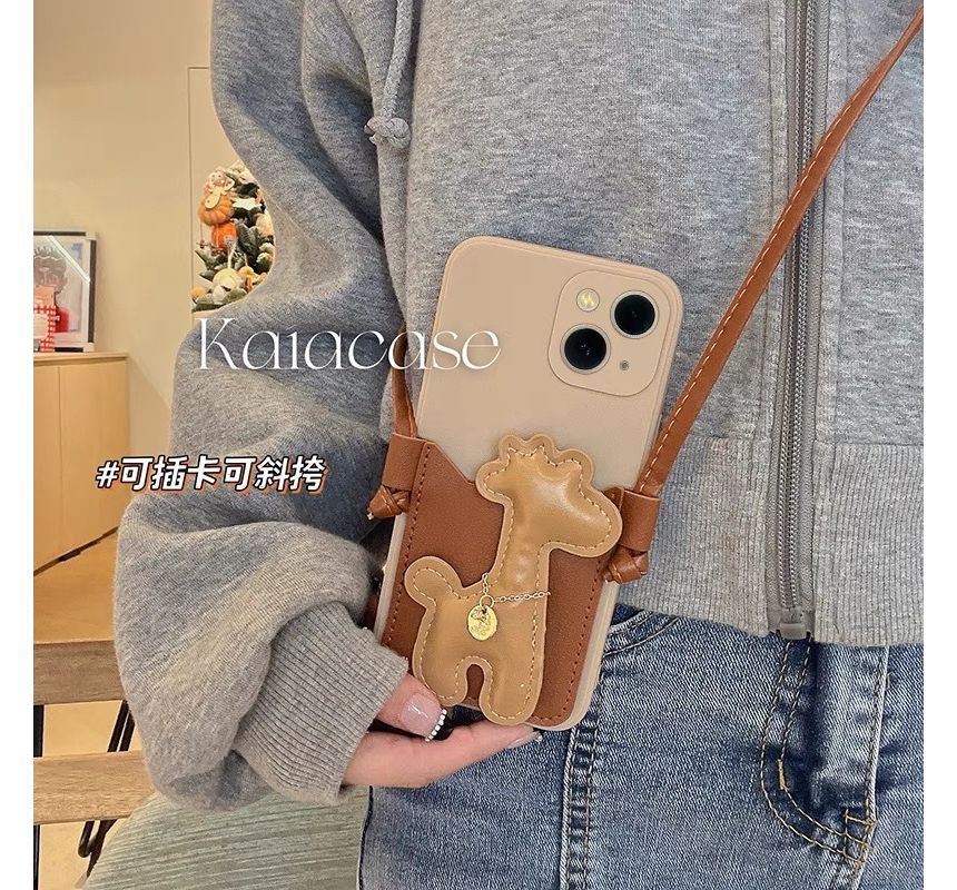 Strap Faux Phone Pearl Case Giraffe Crossbody