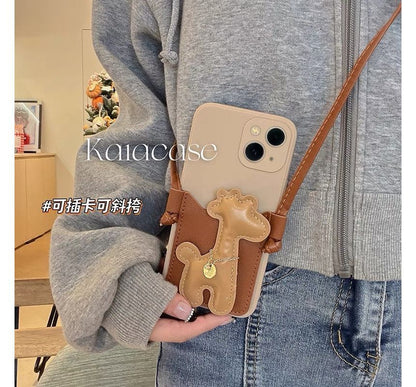 Strap Faux Phone Pearl Case Giraffe Crossbody