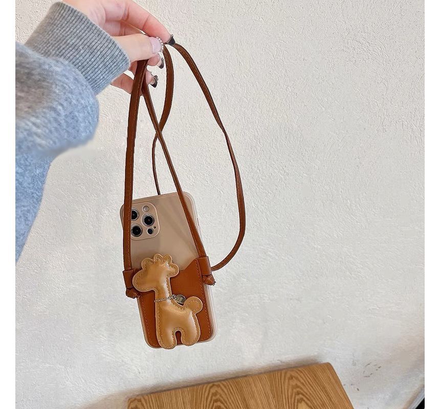 Strap Faux Phone Pearl Case Giraffe Crossbody