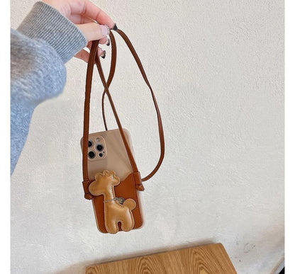 Strap Faux Phone Pearl Case Giraffe Crossbody