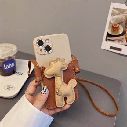 Strap Faux Phone Pearl Case Giraffe Crossbody