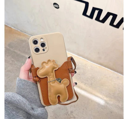 Strap Faux Phone Pearl Case Giraffe Crossbody