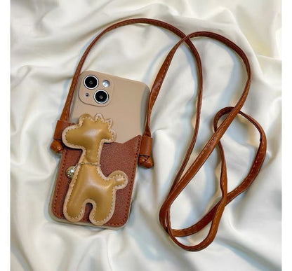 Strap Faux Phone Pearl Case Giraffe Crossbody
