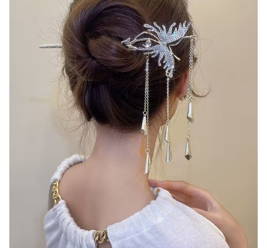 Butterfly Fringed Alloy Hair Stick / Hair Clip