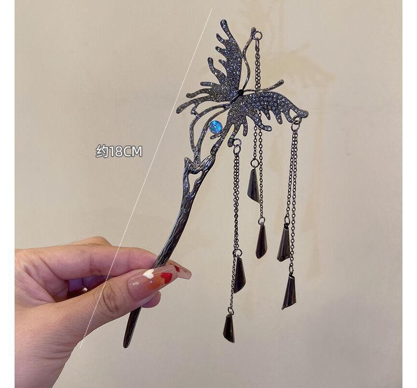 Butterfly Fringed Alloy Hair Stick / Hair Clip