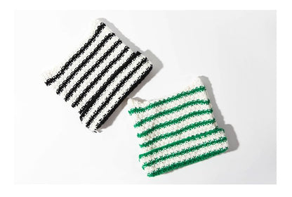 Ear Beanie Knit Striped Cat