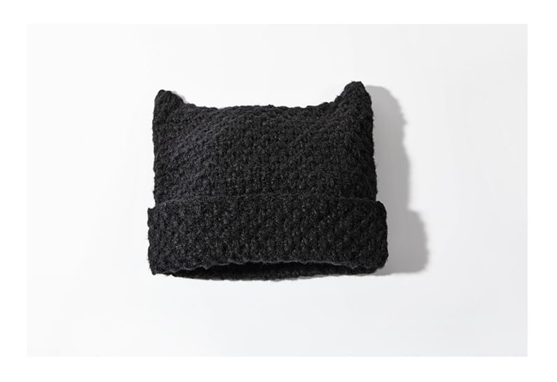Ear Beanie Knit Striped Cat
