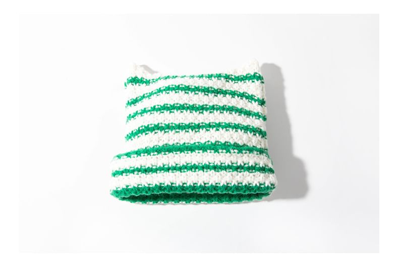 Ear Beanie Knit Striped Cat