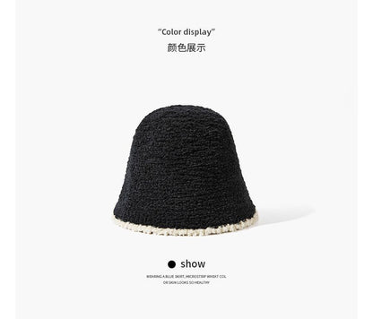 Trim Contrast Bucket Knit Hat
