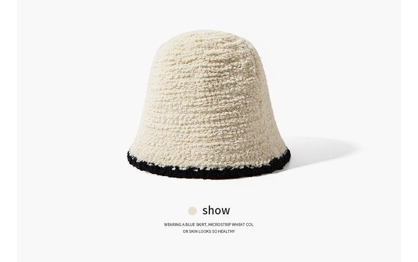 Trim Contrast Bucket Knit Hat