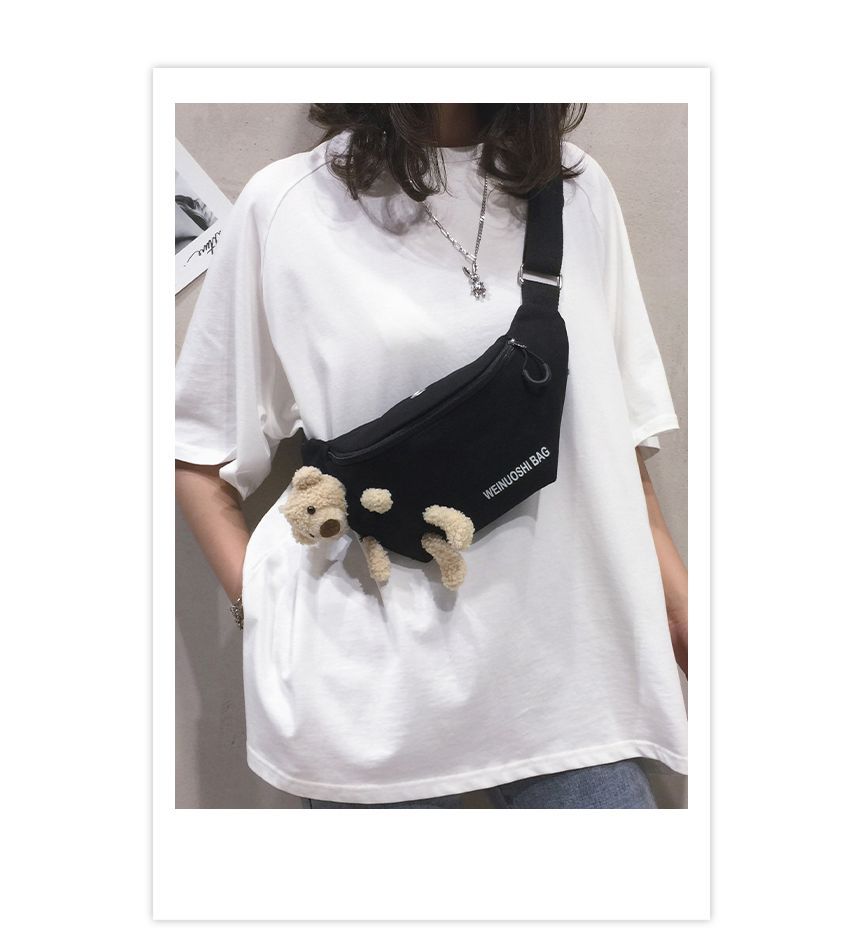 Teddy Bear Canvas Belt Bag