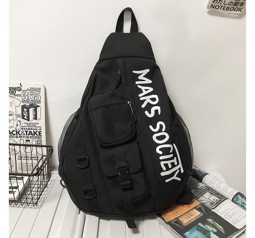 Lettering Nylon Sling Bag