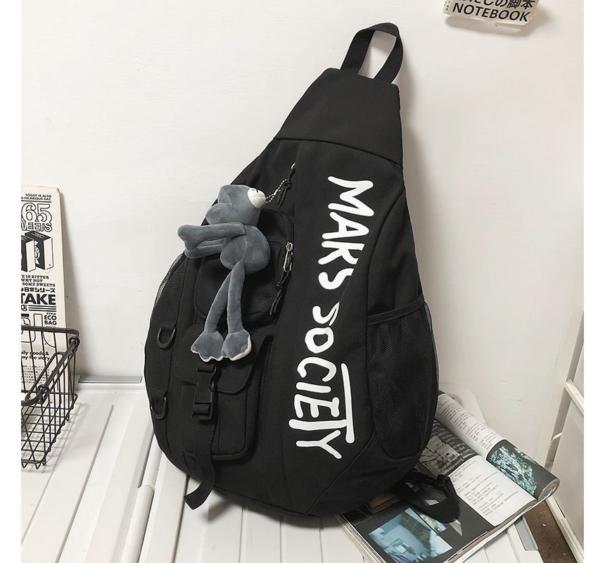 Lettering Nylon Sling Bag