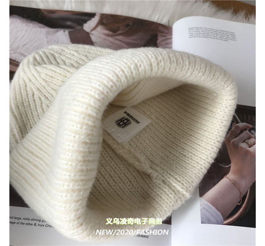 Embroidered Knit Heart Beanie