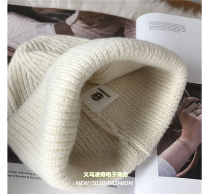 Embroidered Knit Heart Beanie