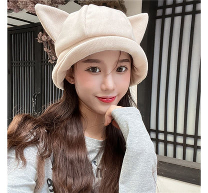Cat Knit Hat Ear Bucket