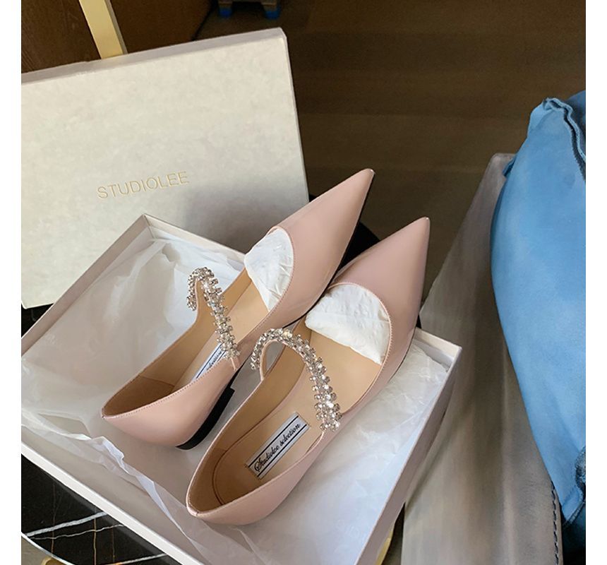 Rhinestone Pointed-Toe Flats