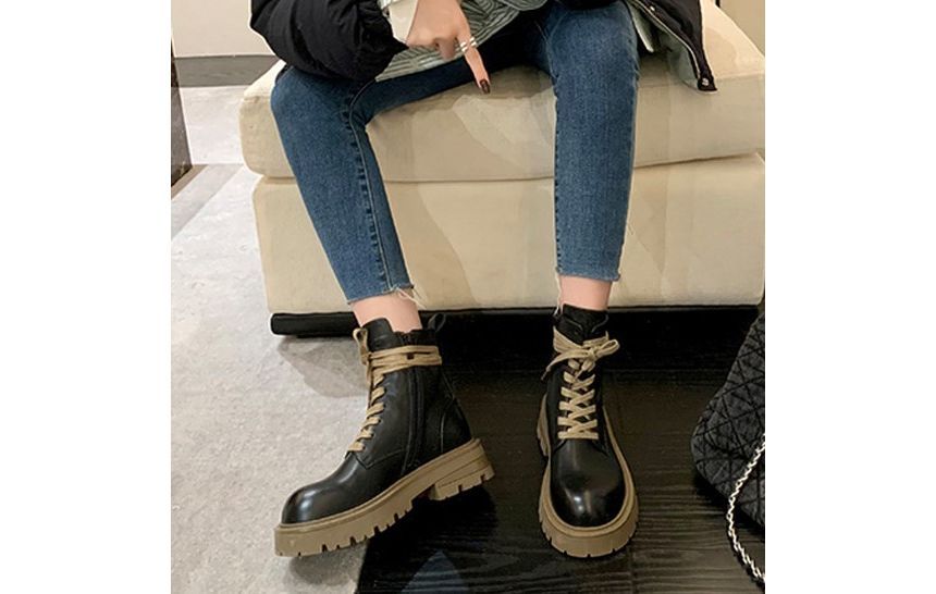 Color Short Chunky-Heel Boots Block