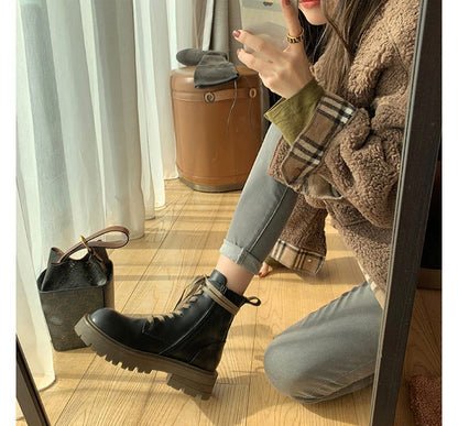 Color Short Chunky-Heel Boots Block