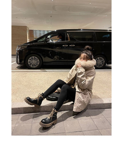 Color Short Chunky-Heel Boots Block