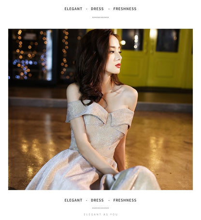 Shoulder Evening / Gown Off Dress Glitter A-Line Cocktail