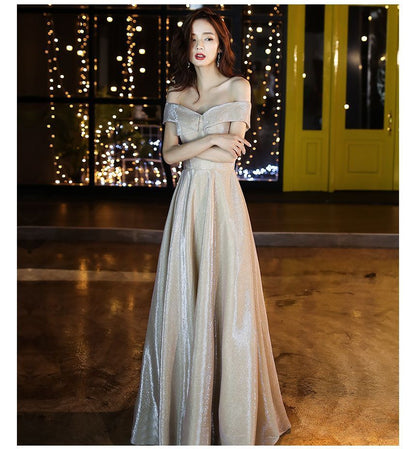 Shoulder Evening / Gown Off Dress Glitter A-Line Cocktail