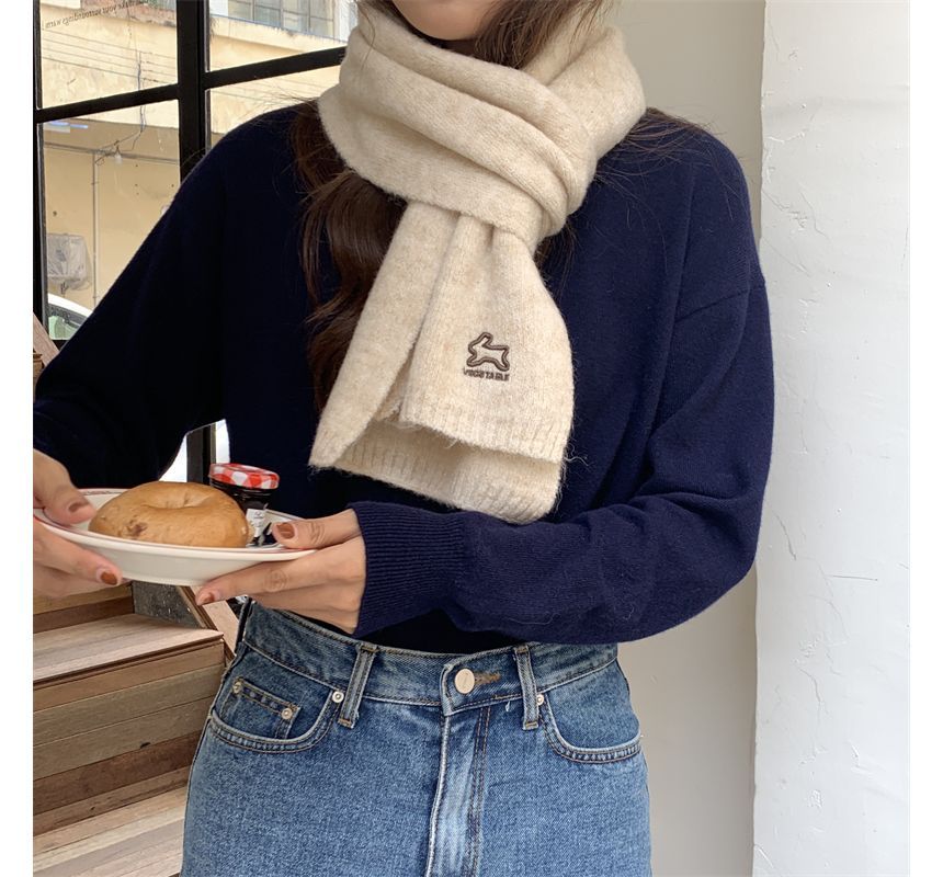 Rabbit Embroidered Scarf