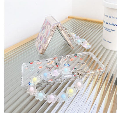 Heart Print / Flower Print with  Chain Mobile Phone Case- Samsung Galaxy Z Flip 3 / Flip 4