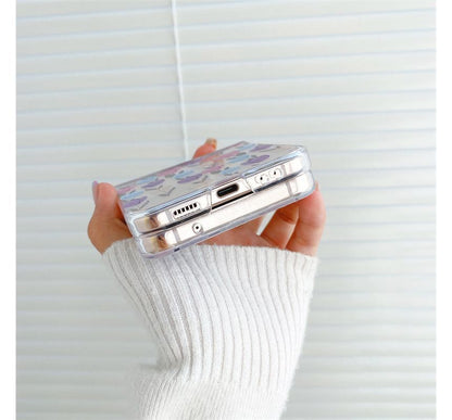 Heart Print / Flower Print with  Chain Mobile Phone Case- Samsung Galaxy Z Flip 3 / Flip 4