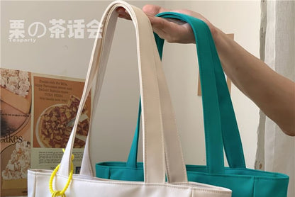 Plain Multi-Pocket Tote Bag