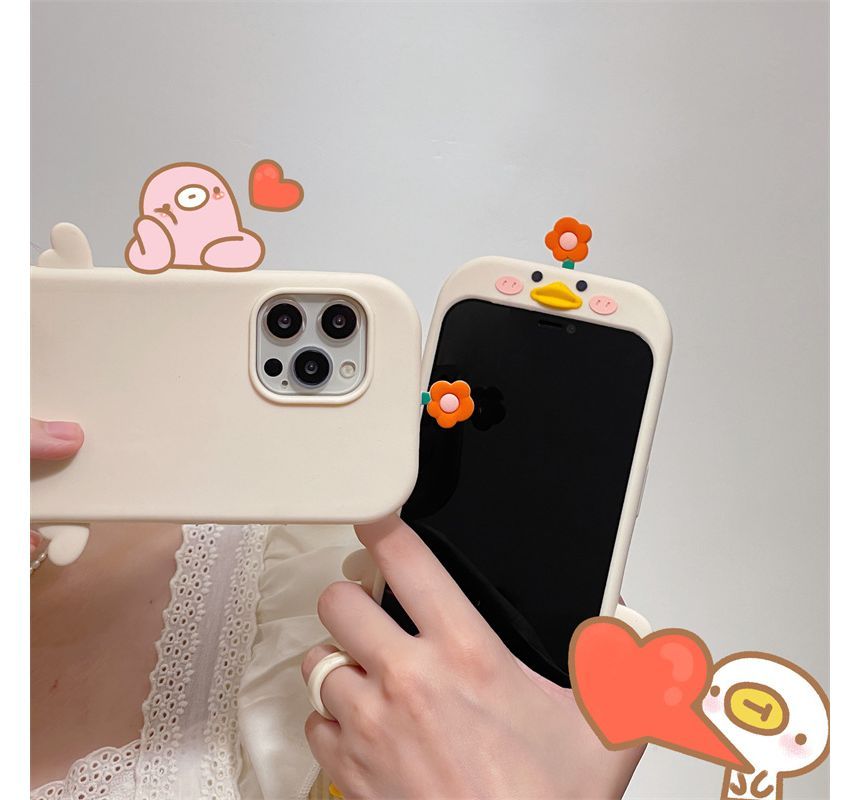 Floral Duck Phone Case - iPhone 14 Pro Max / 14 Pro / 14 Plus / 14 / 13 Pro Max / 13 Pro / 13 / 12 Pro Max / 12 Pro / 12 / 11 Pro Max / 11 / XS Max / XS / XR / X / 8 Plus / 7 Plus / 7 / 8 / SE