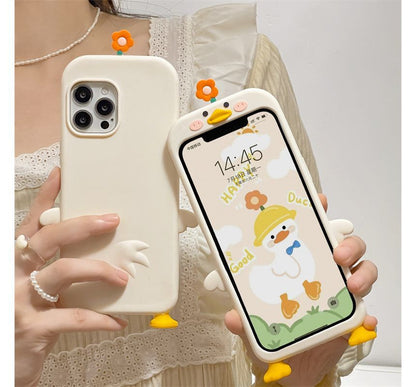 Floral Duck Phone Case - iPhone 14 Pro Max / 14 Pro / 14 Plus / 14 / 13 Pro Max / 13 Pro / 13 / 12 Pro Max / 12 Pro / 12 / 11 Pro Max / 11 / XS Max / XS / XR / X / 8 Plus / 7 Plus / 7 / 8 / SE