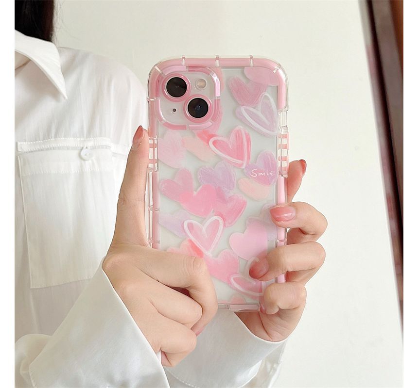 Heart Transparent Phone Case - iPhone 14 Pro Max / 14 Pro / 14 Plus / 14 / 13 Pro Max / 13 Pro / 13 / 12 Pro Max / 12 Pro / 12 / 11 Pro Max / 11 / XS Max / XS / XR / X