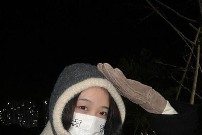 Balaclava Hat Knit Two-Tone