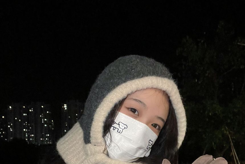 Balaclava Hat Knit Two-Tone