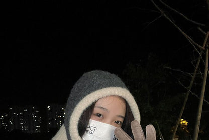 Balaclava Hat Knit Two-Tone