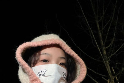 Balaclava Hat Knit Two-Tone