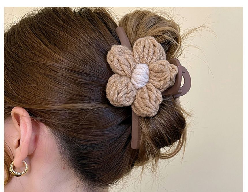 Chenille Flower Accent Hair Clamp