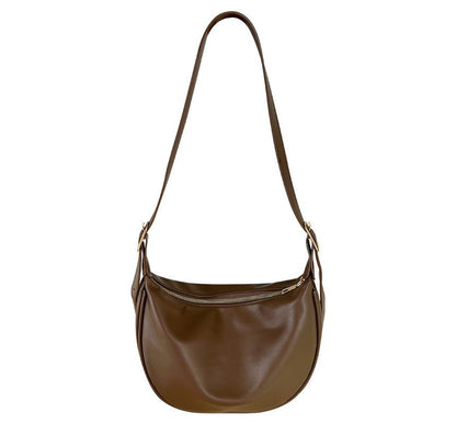 Hobo Bag Plain Leather Zipper Crossbody Faux