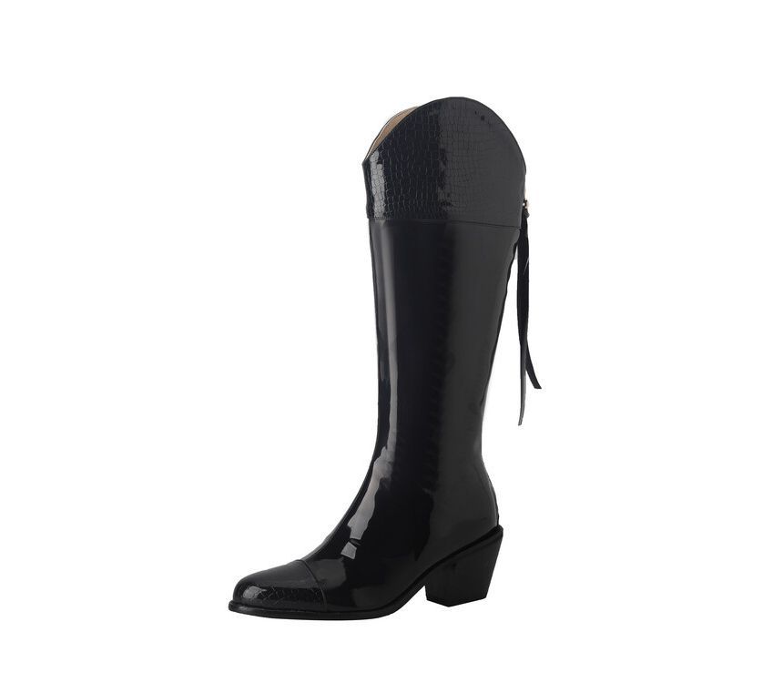 Pointed Heel Tall Chunky Boots