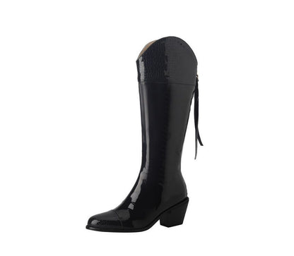 Pointed Heel Tall Chunky Boots