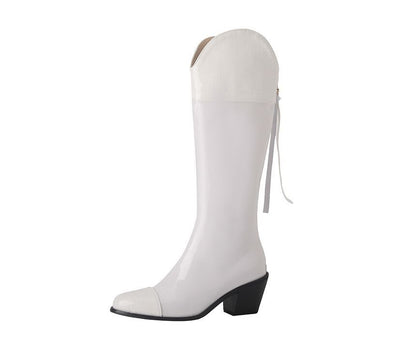 Pointed Heel Tall Chunky Boots