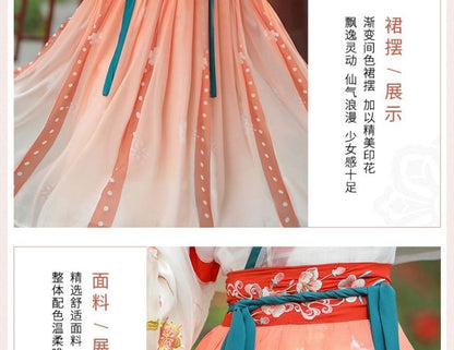 Floral Gradient Hanfu Costume Set