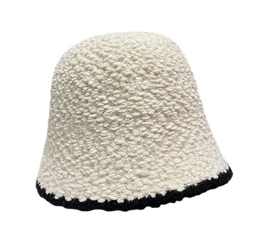 Bucket Contrast Trim Faux Hat Shearling