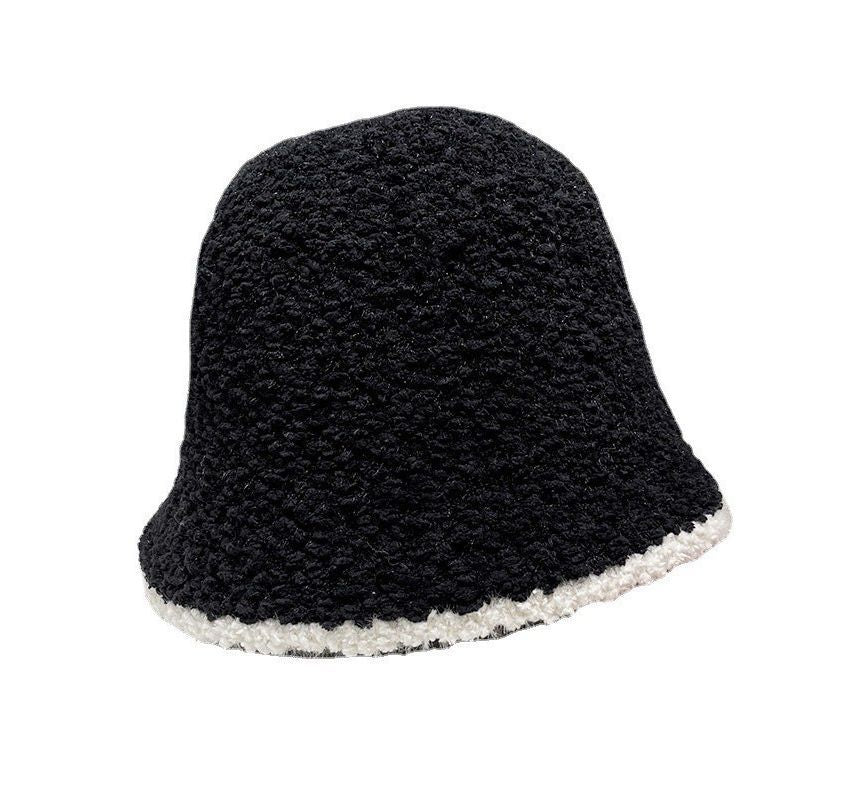 Bucket Trim Faux Contrast Shearling Hat