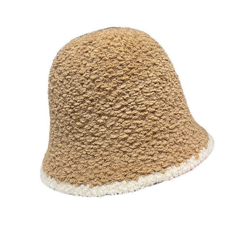 Bucket Trim Faux Contrast Shearling Hat