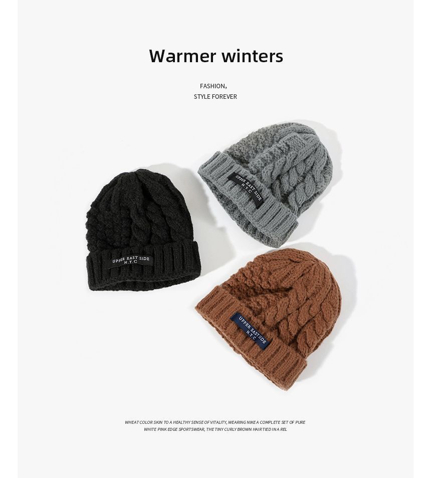 Applique Lettering Knit Beanie