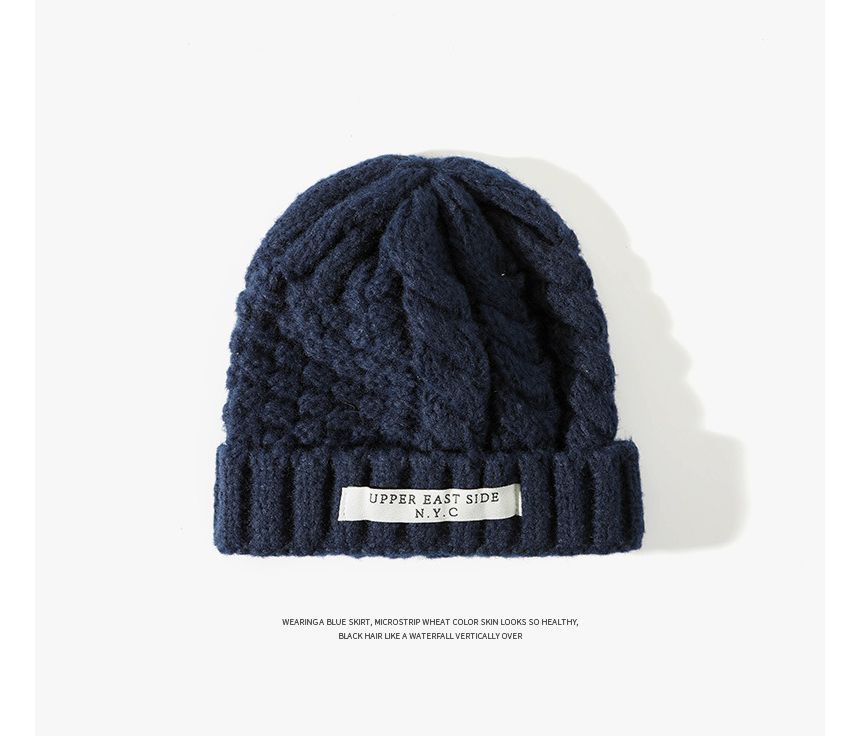 Applique Lettering Knit Beanie