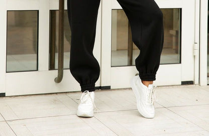 Set: Long Sleeve Plain Loose-Fit Hoodie + Straight-Leg Sweatpants